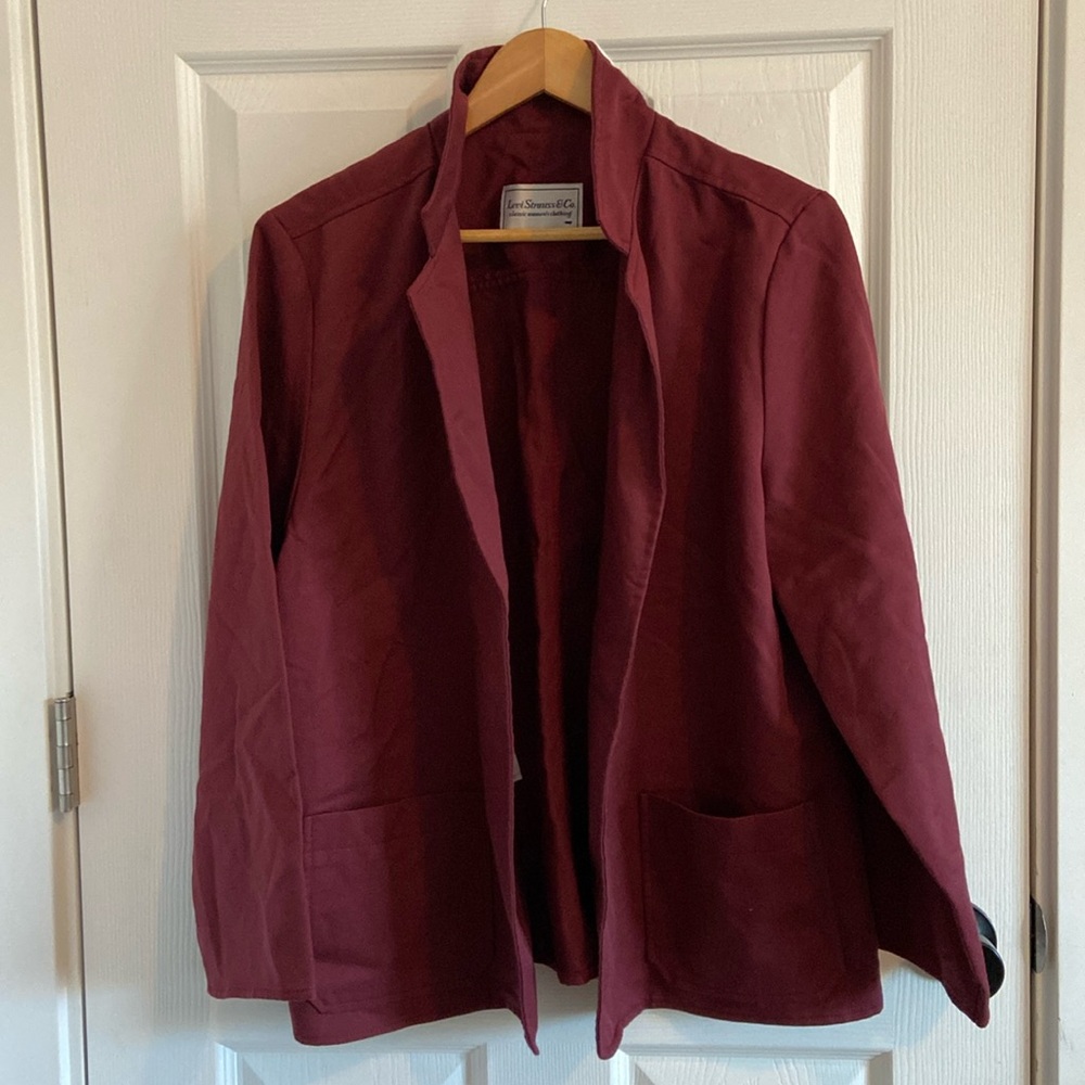 Levi Strauss & Co. Vintage Burgundy Open Front Blazer, Women's Size 38